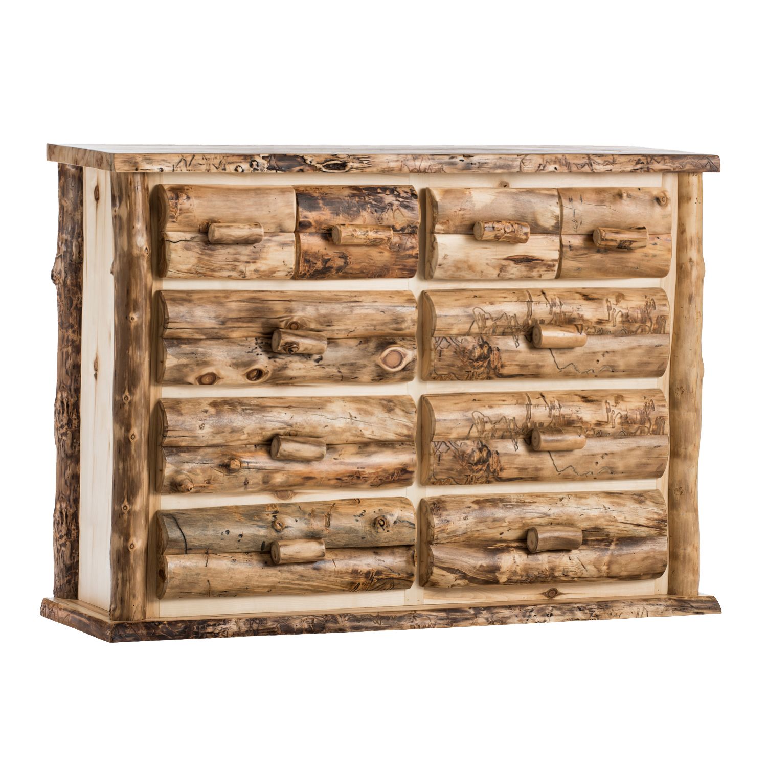Rustic Ten Drawer Aspen Log Dresser