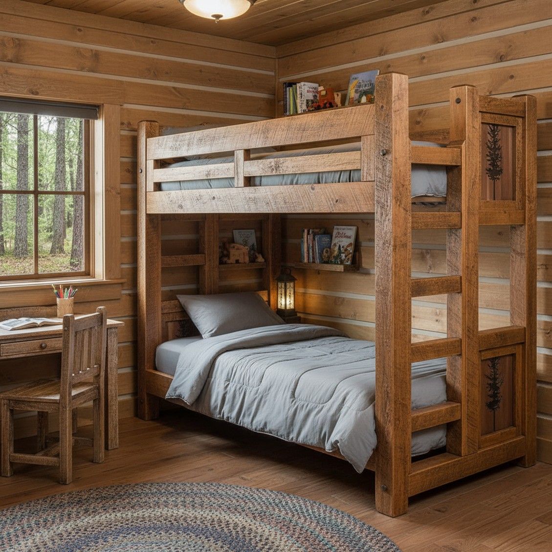SAWMILL ROUGH SAWN TIMBER RUSTIC PANEL BUNK BED