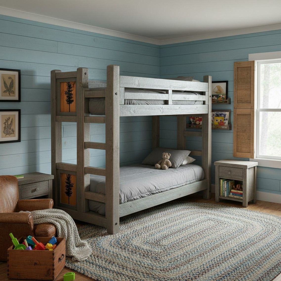 SAWMILL ROUGH SAWN TIMBER RUSTIC PANEL BUNK BED