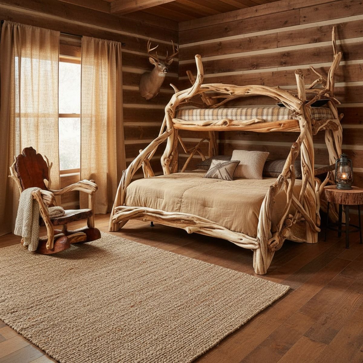 Unique Juniper Log Bunk Bed, image size:1200x1200