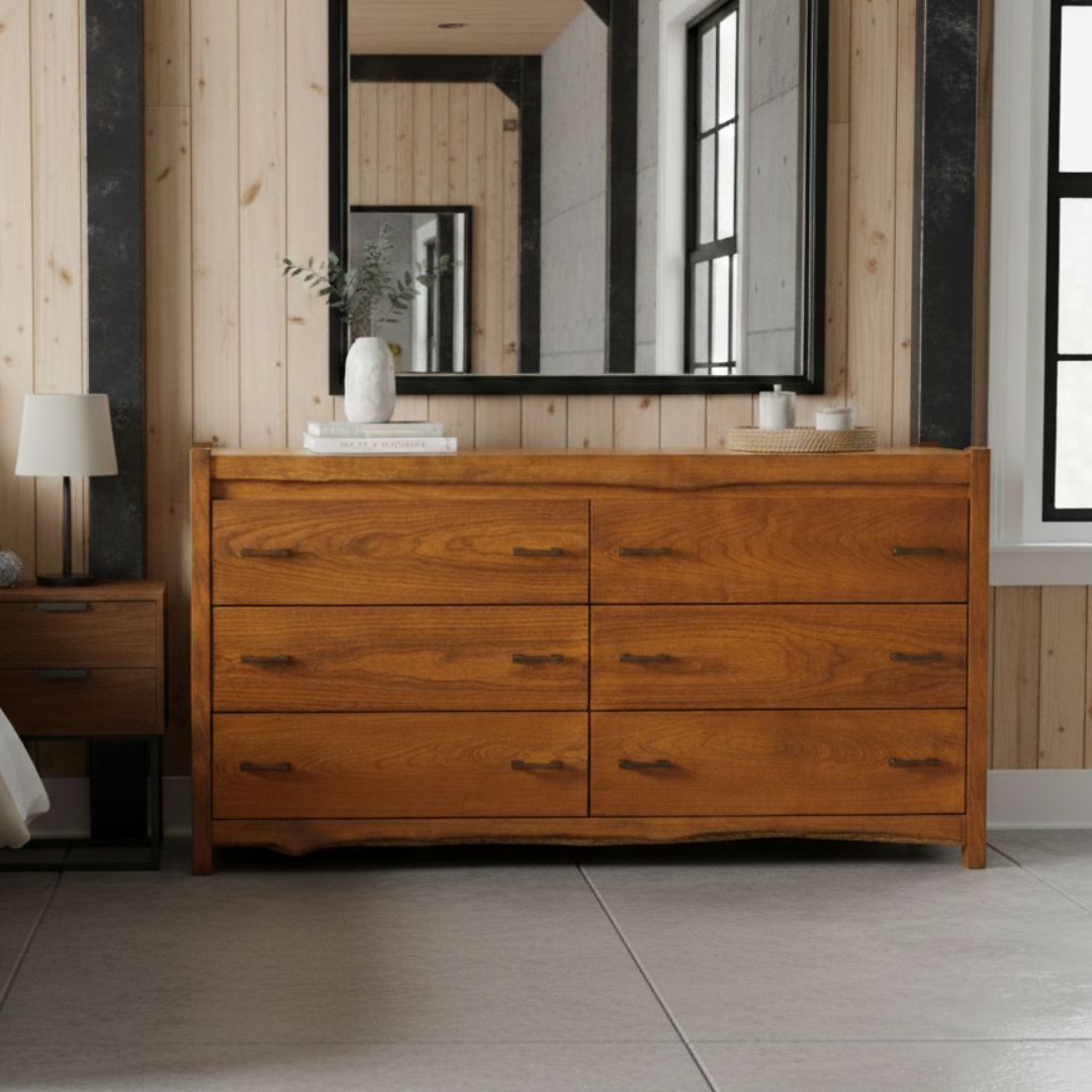 COLUMBIA VALLEY NATURAL WOOD 6 DRAWER DRESSER