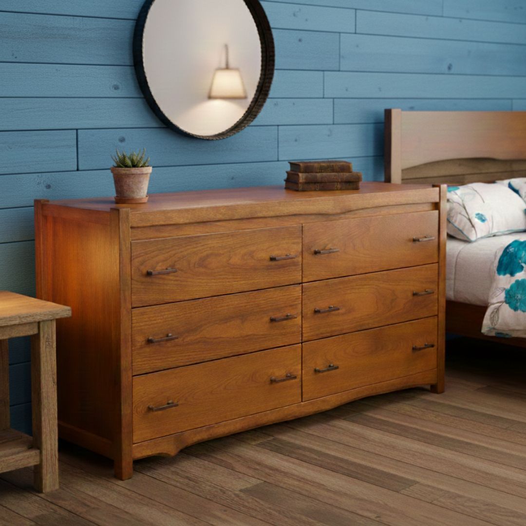 COLUMBIA VALLEY NATURAL WOOD 6 DRAWER DRESSER
