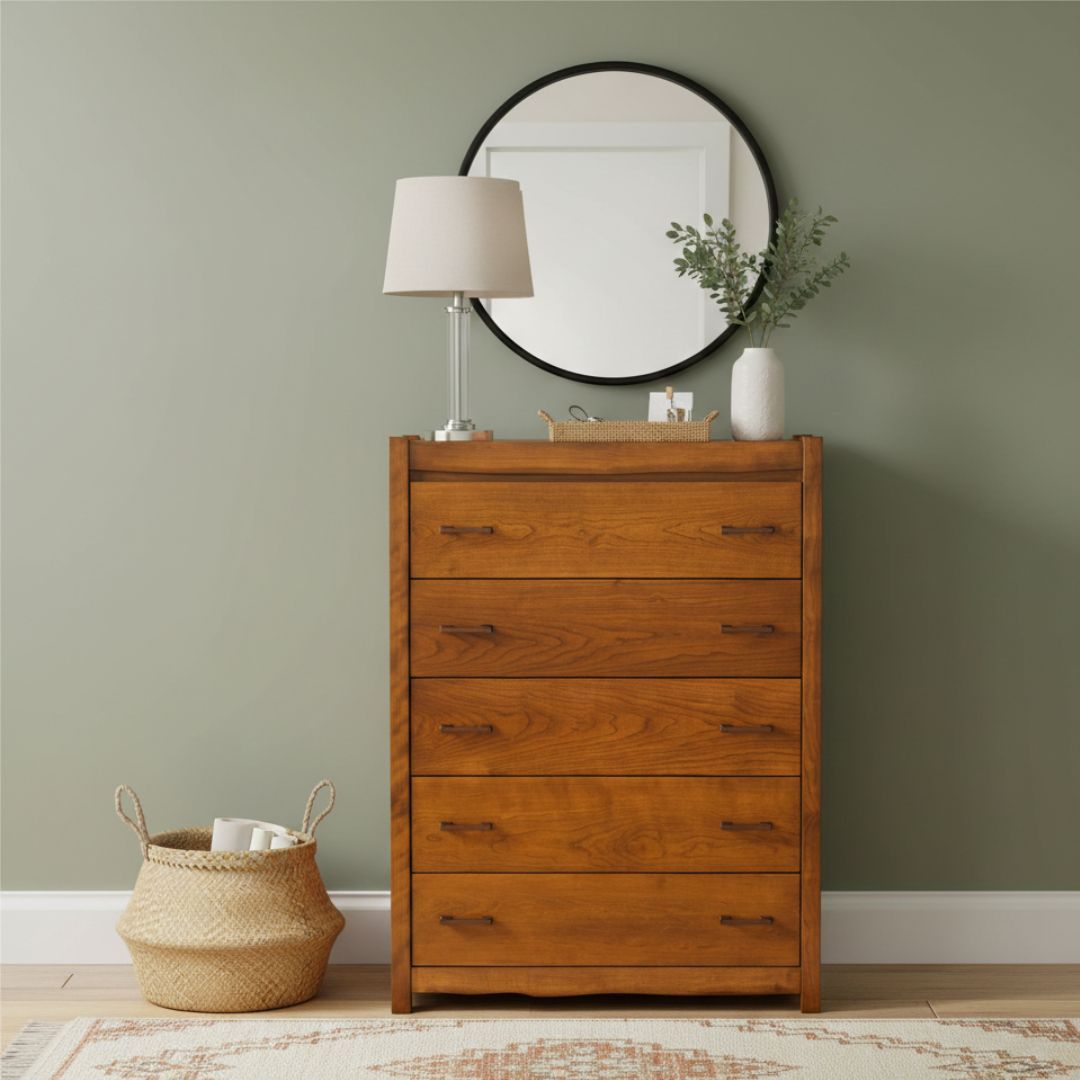 COLUMBIA VALLEY NATURAL WOOD 5 DRAWER CHEST