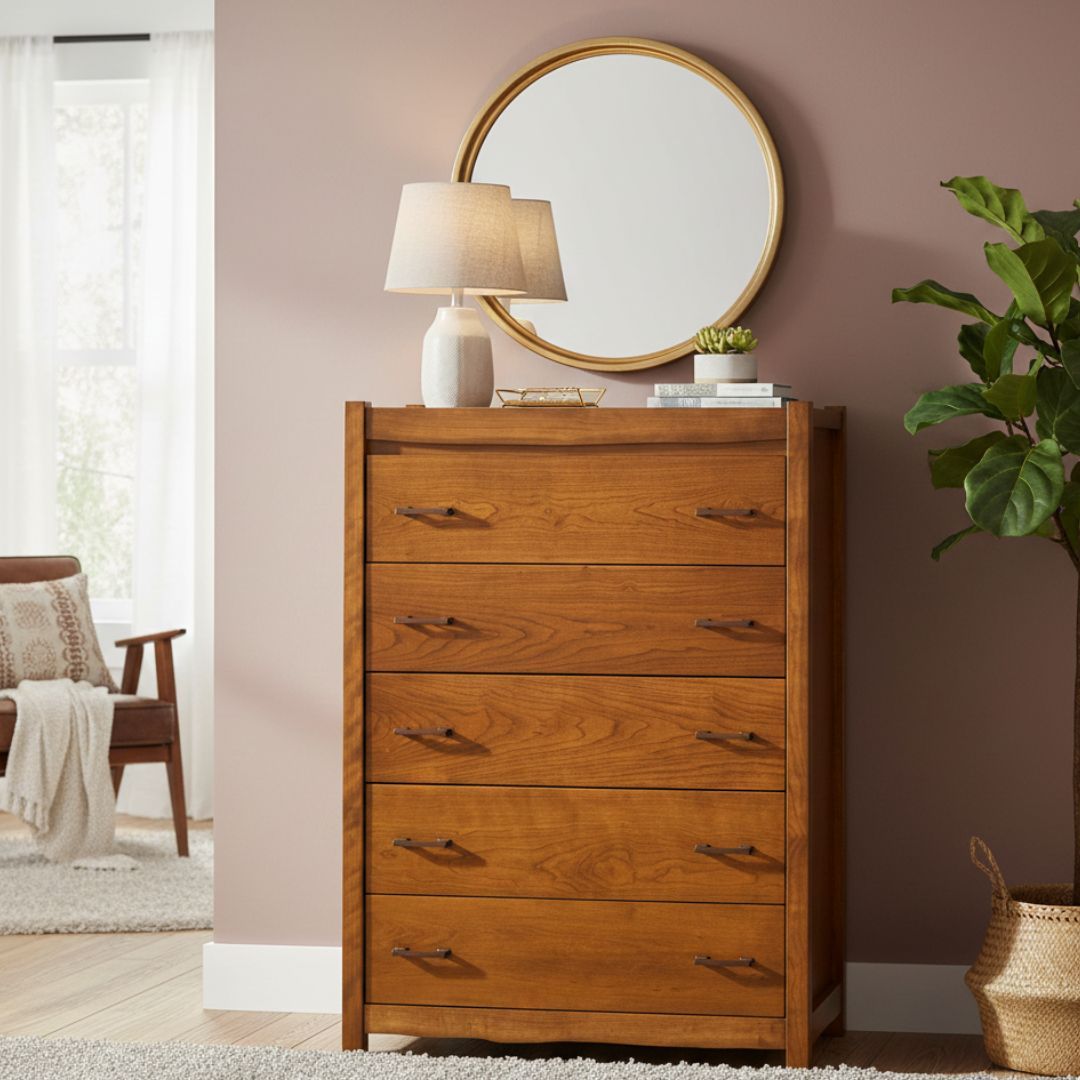 COLUMBIA VALLEY NATURAL WOOD 5 DRAWER CHEST