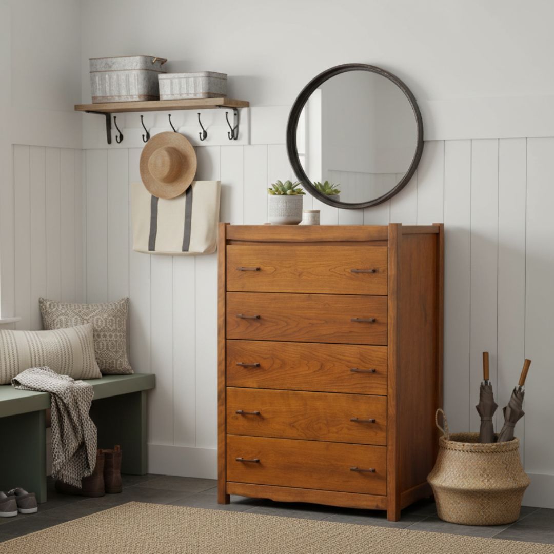 COLUMBIA VALLEY NATURAL WOOD 5 DRAWER CHEST