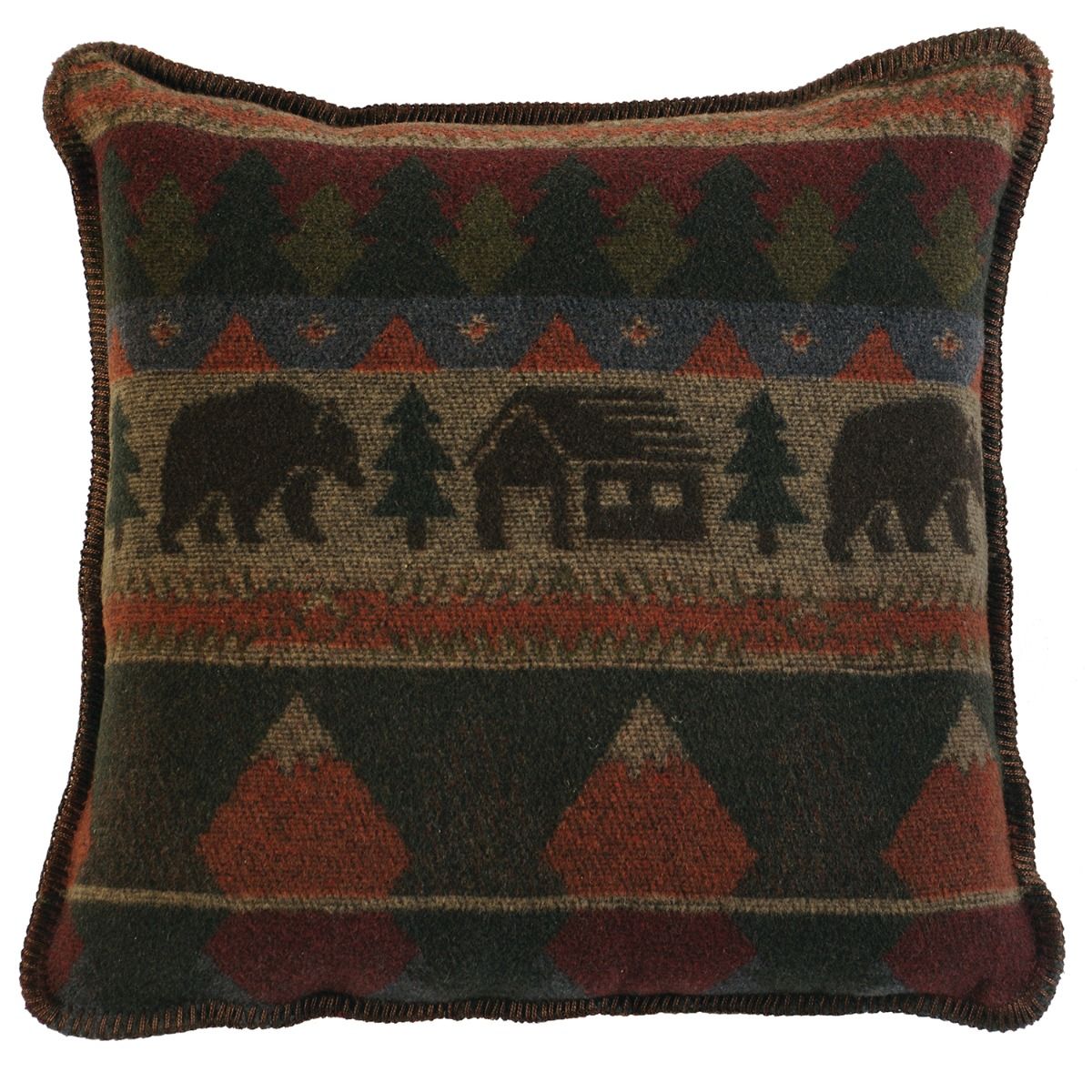 Rustic Cabin Bear Decorative Accent Pillow