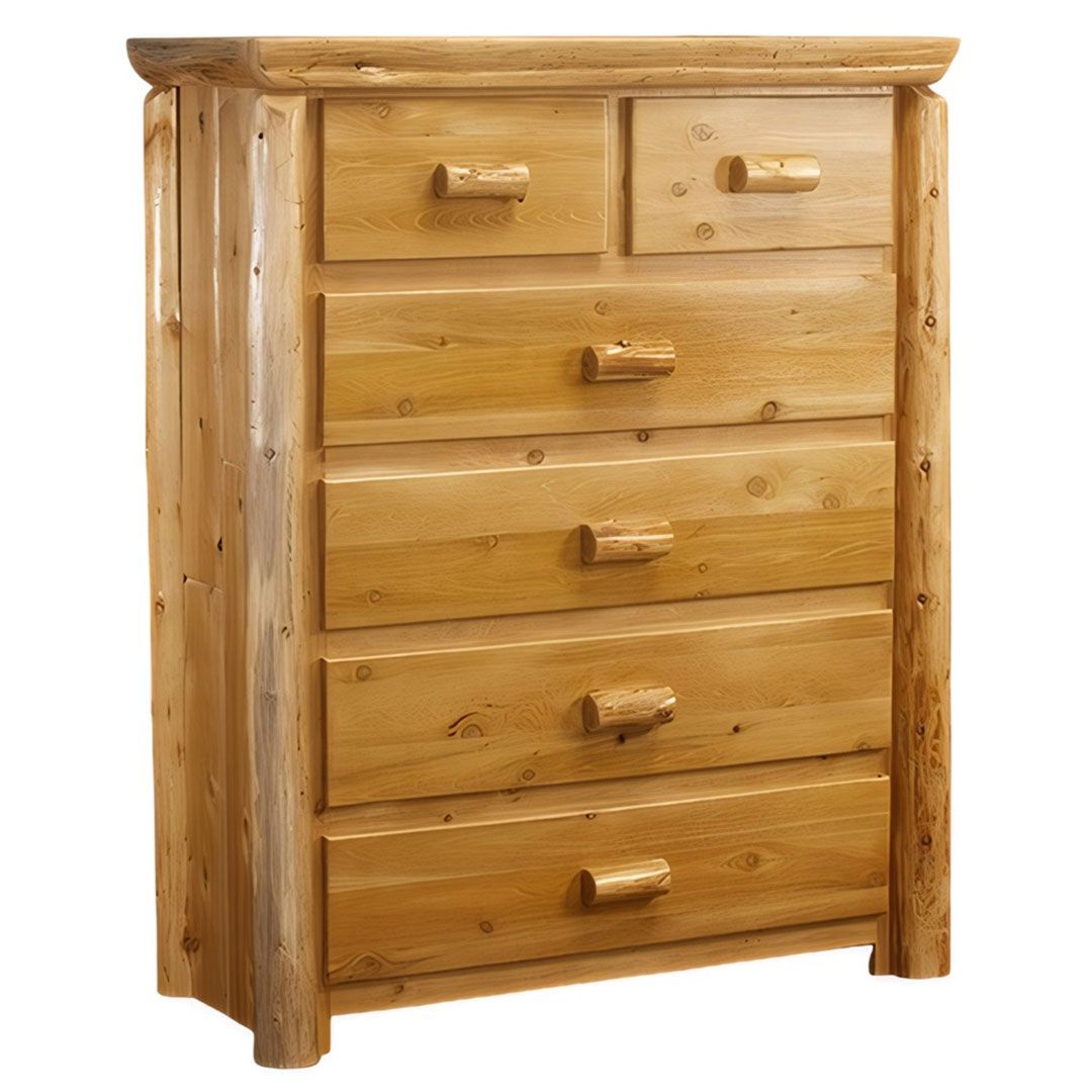 CEDAR LAKE CABIN 6 DRAWER LOG HIGH BOY CHEST