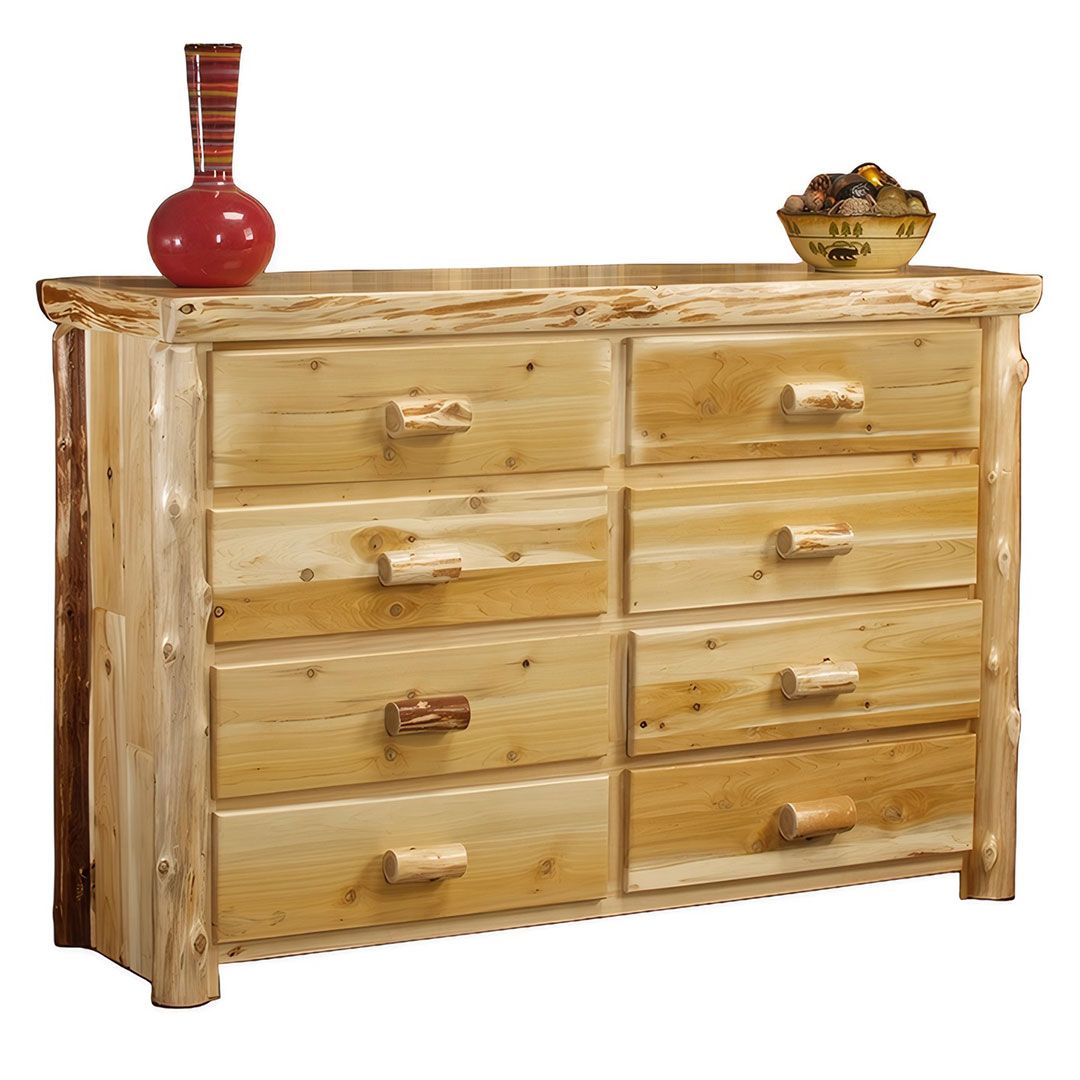 CEDAR LAKE CABIN 8 DRAWER LOG DRESSER