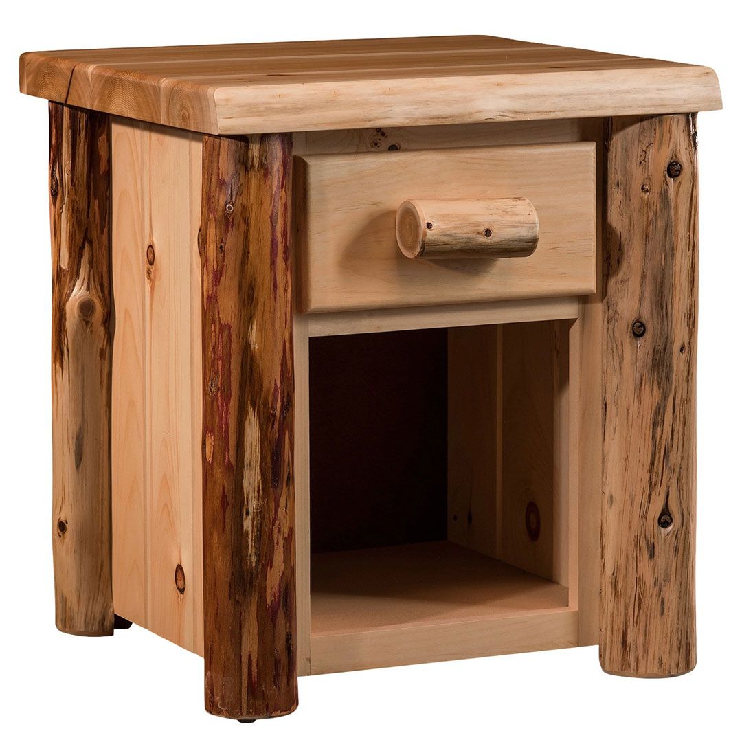 CEDAR LAKE FRONTIER 1 DRAWER LOG NIGHTSTAND