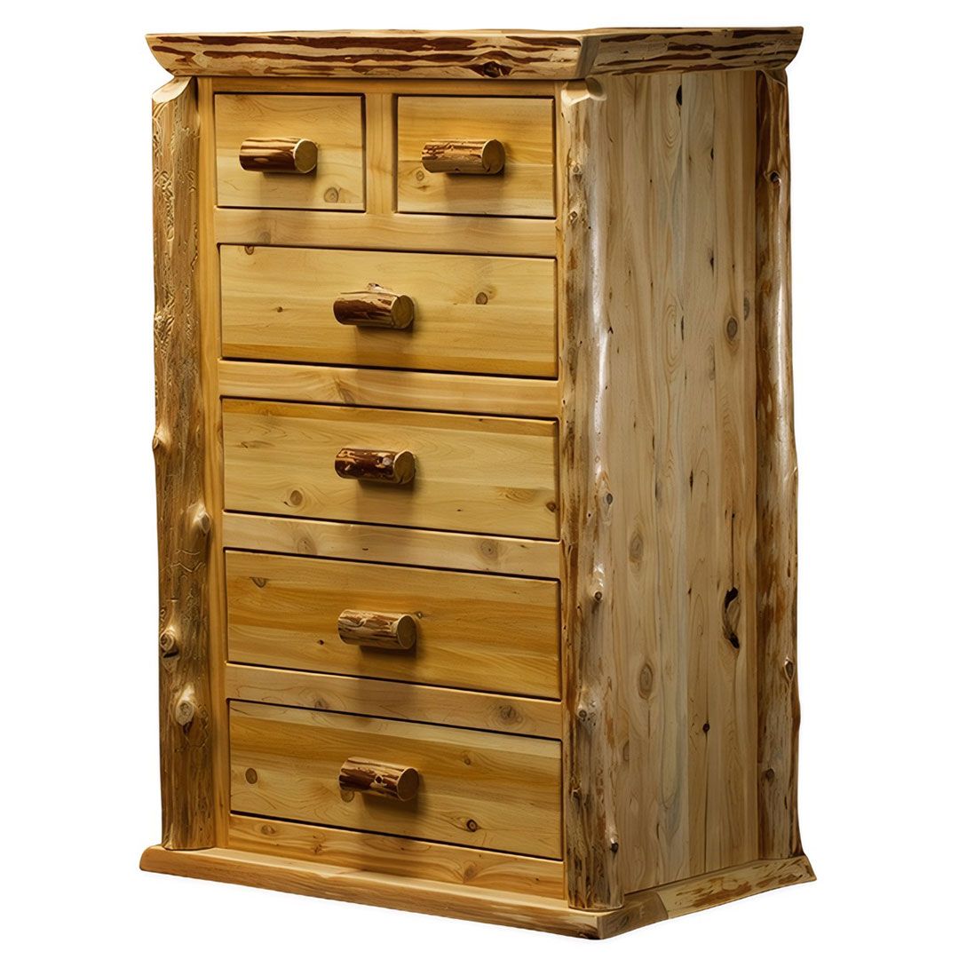 CEDAR LAKE LODGE 6 DRAWER LOG HIGH BOY CHEST
