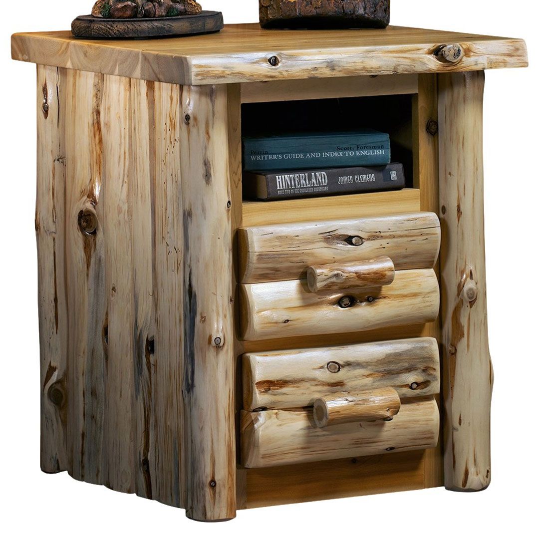 CEDAR LAKE LOGGER 2 DRAWER LOG NIGHTSTAND