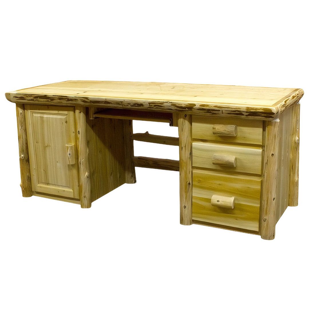 Cedar Lake Solid Wood Log Computer Desk