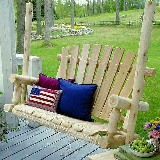 Rustic Cedar Log Porch Swing