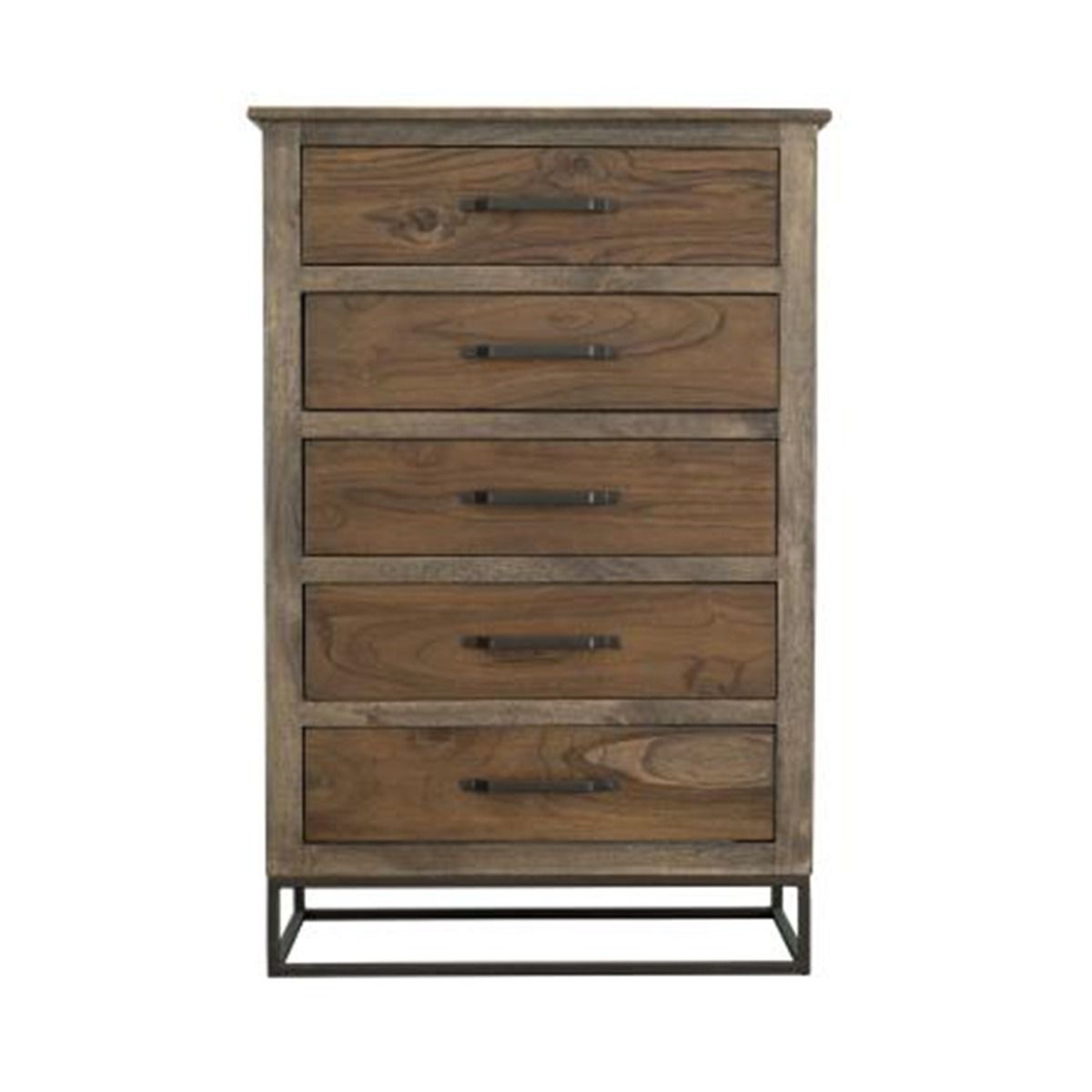NATURAL TECA 5 DRAWER CHEST