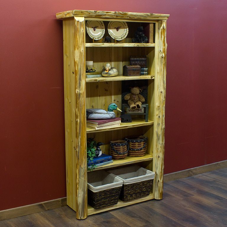 Cedar Lake 5ft tall Rustic Log Bookcase