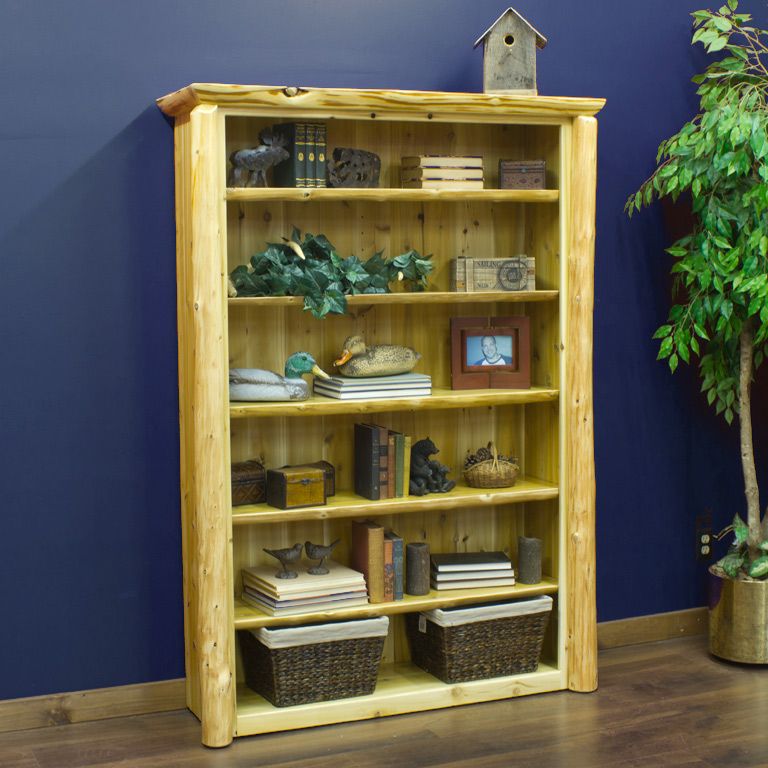 Cedar Lake 6ft tall Rustic Log Bookcase