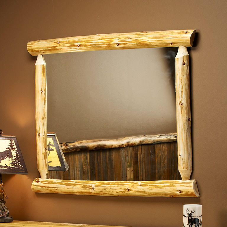 Cedar Lake Logger Mirror by Woodland Creek's Log Furniture Place