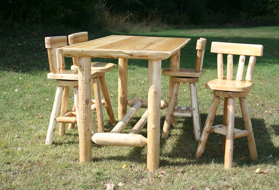 Knot antiques / LOG COUNTER CHAIR Cedar Lake Log Pub Table