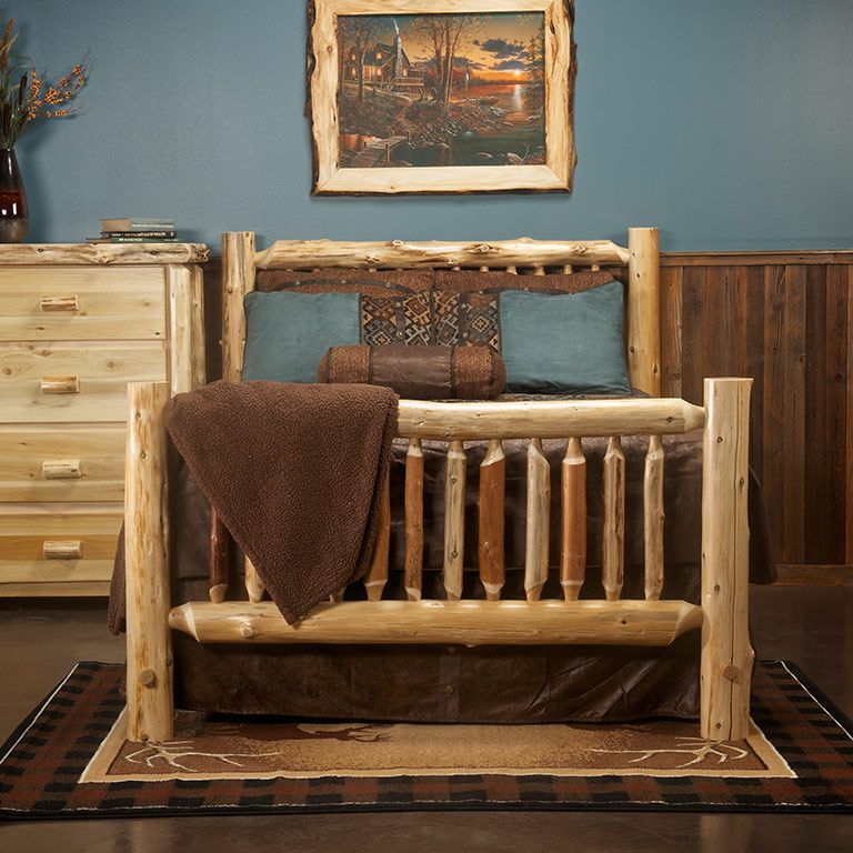 Cedar Lake Small Spindle Log Bed - Thumbnail 2