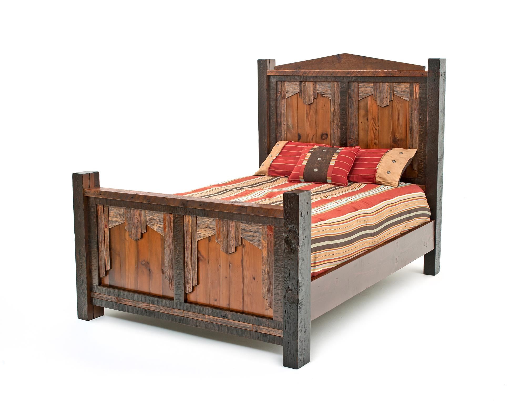 WESTERN WOODS RUSTIC BARN WOOD PANEL BED