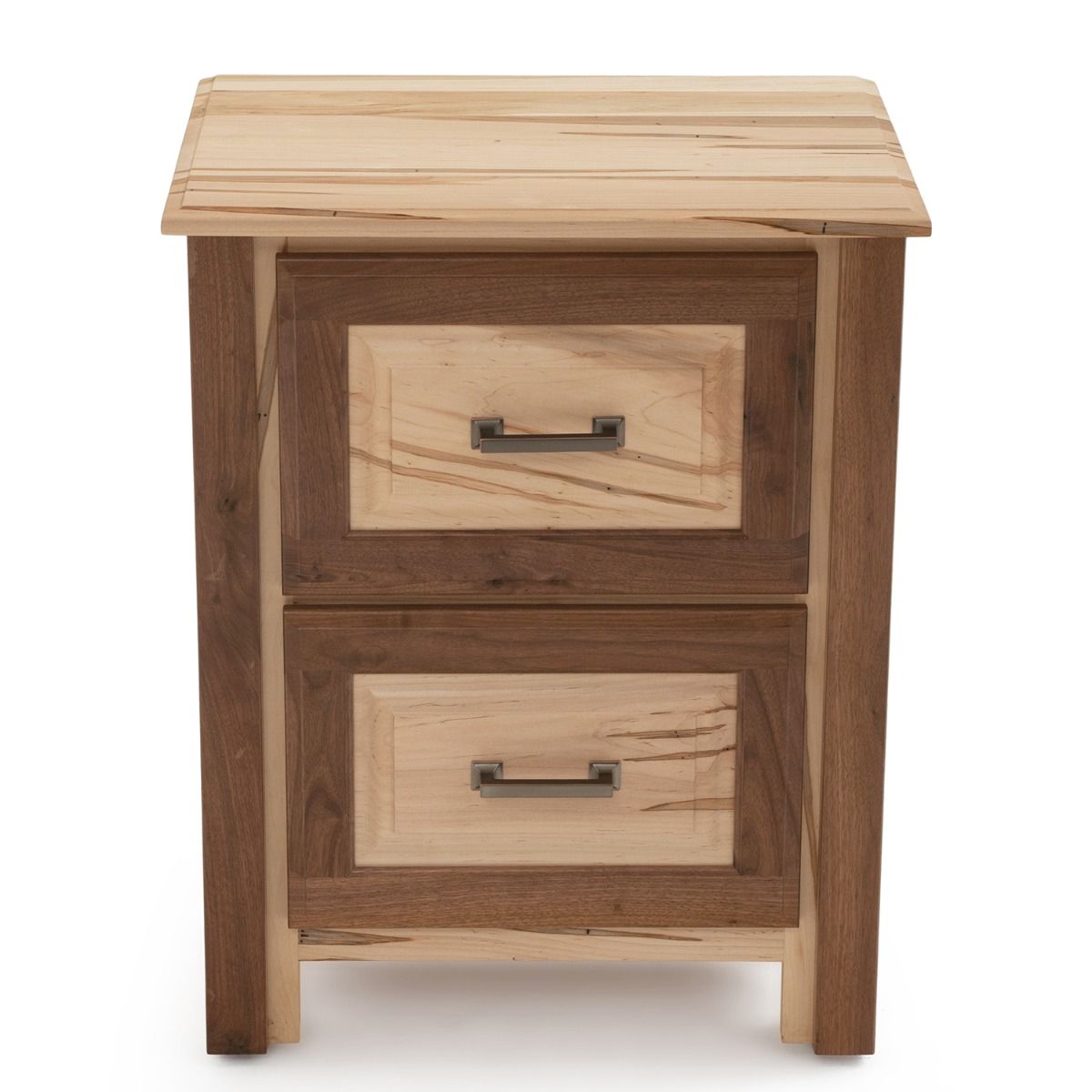 CONTEMPORARY CABIN 2 DRAWER MAPLE & WALNUT NIGHTSTAND