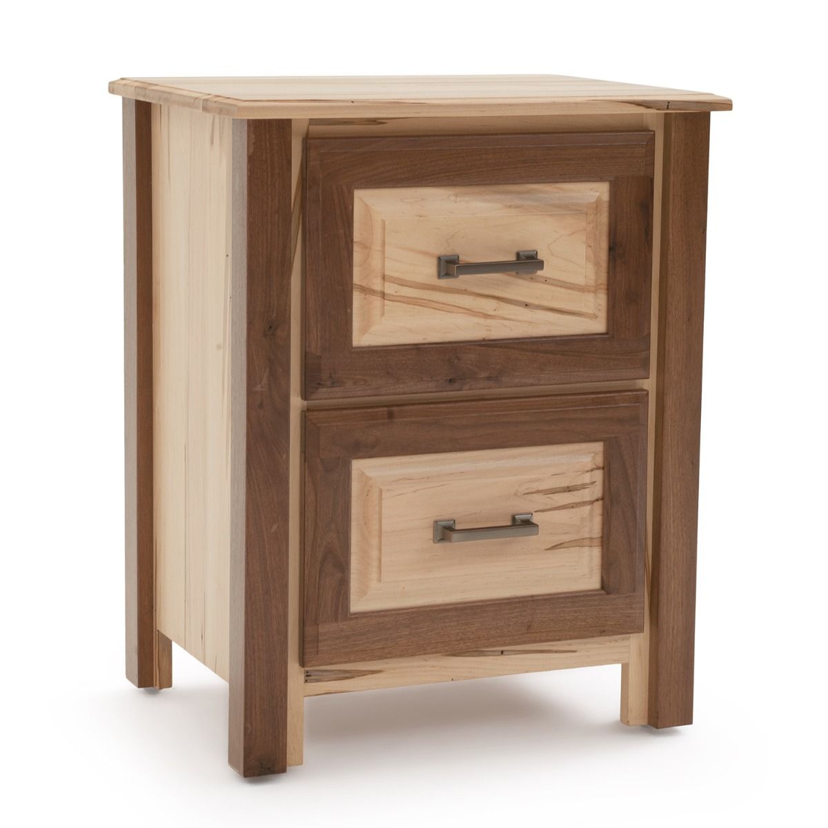 CONTEMPORARY CABIN 2 DRAWER MAPLE & WALNUT NIGHTSTAND