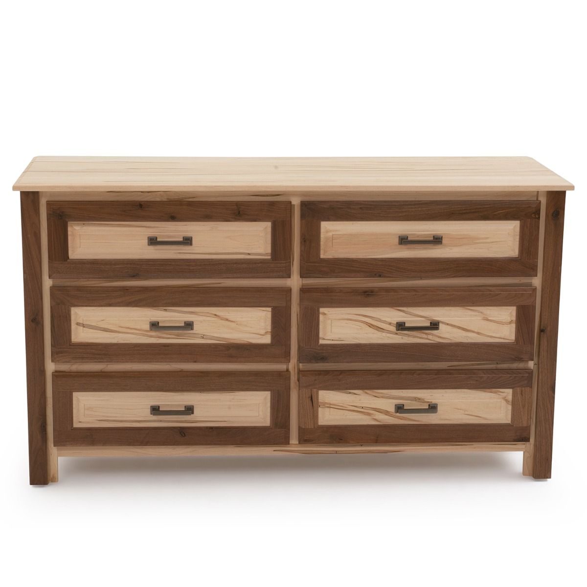 CONTEMPORARY CABIN 6 DRAWER MAPLE & WALNUT DRESSER