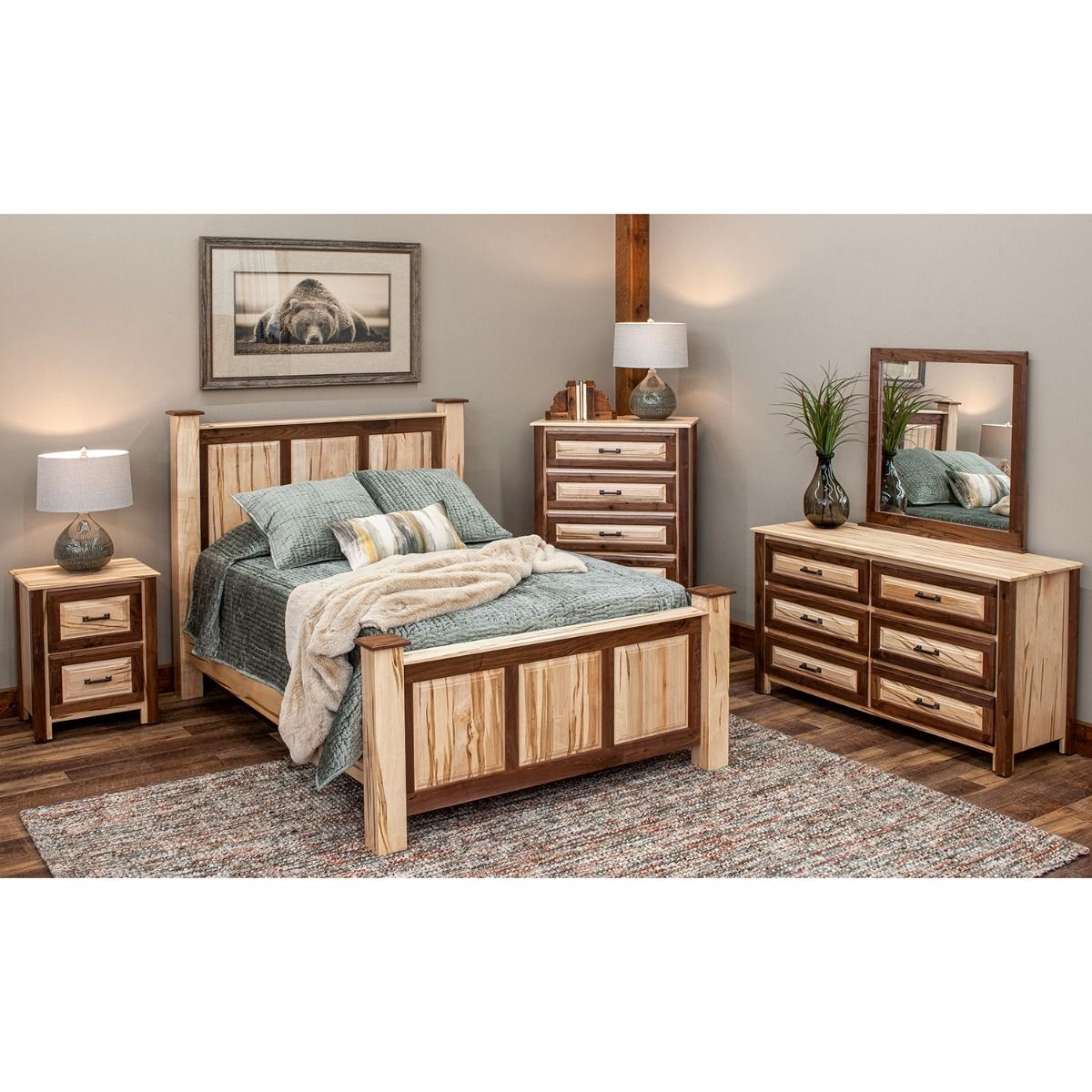 CONTEMPORARY CABIN MAPLE & WALNUT CHEST OF DRAWERS