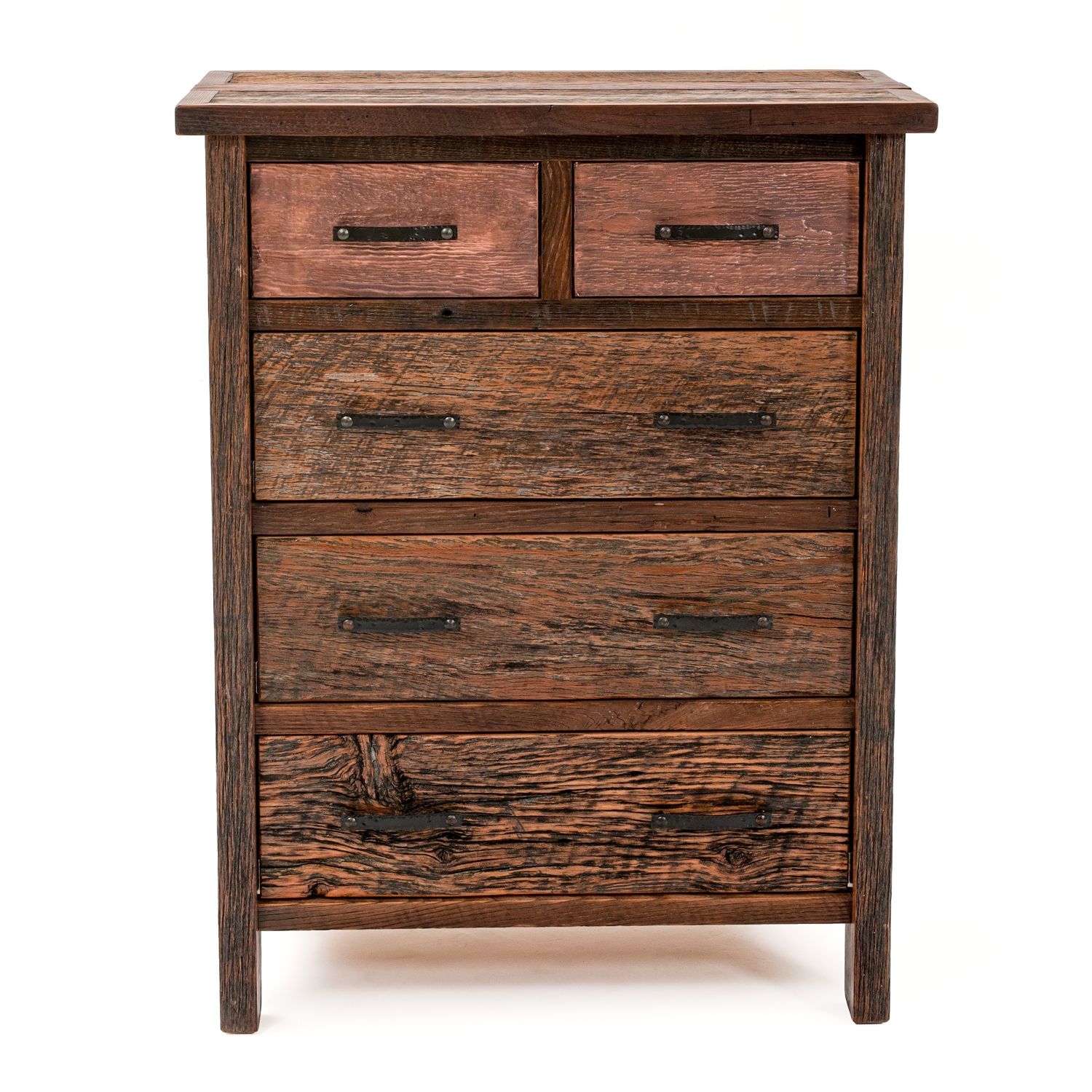 COPPER CANYON 5 DRAWER SPLIT TOP BARN WOOD CHEST