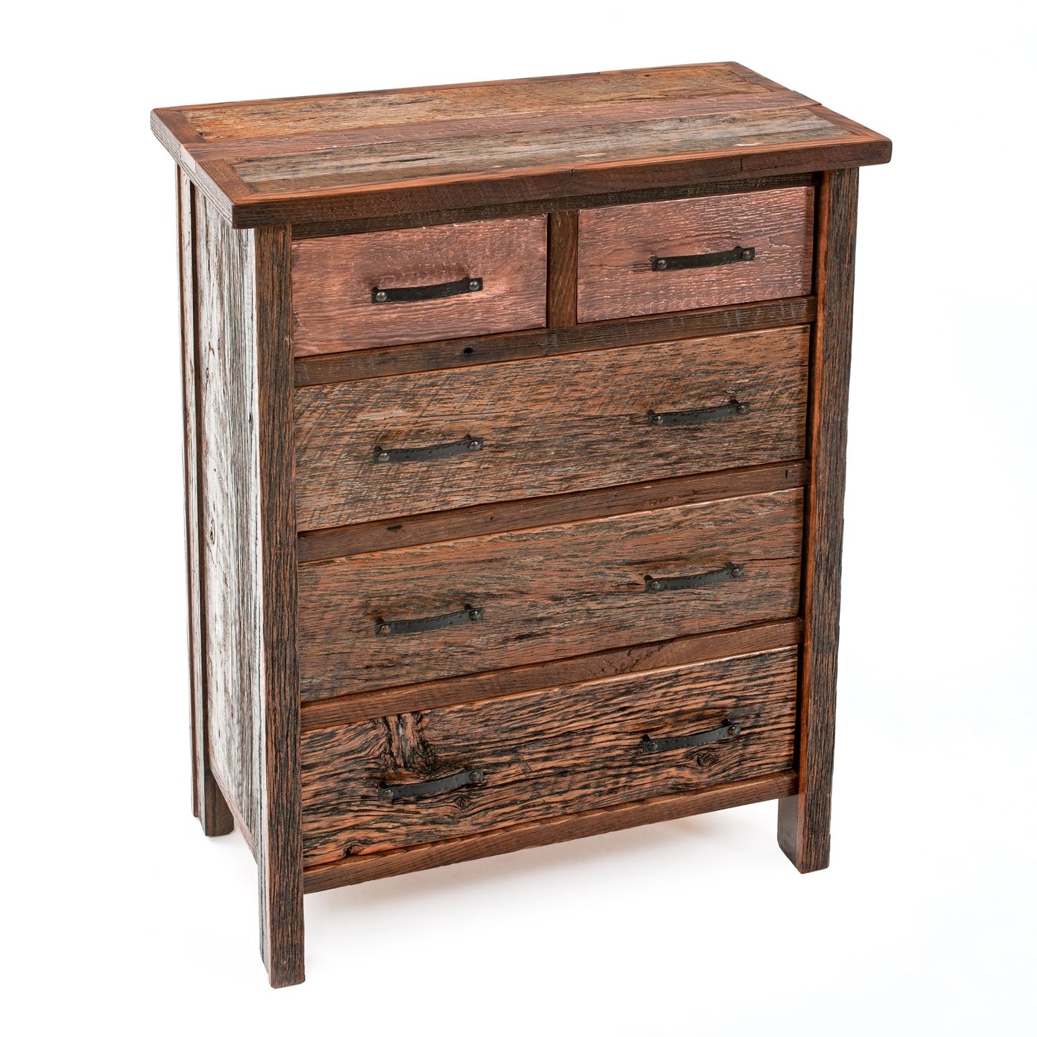 COPPER CANYON 5 DRAWER SPLIT TOP BARN WOOD CHEST