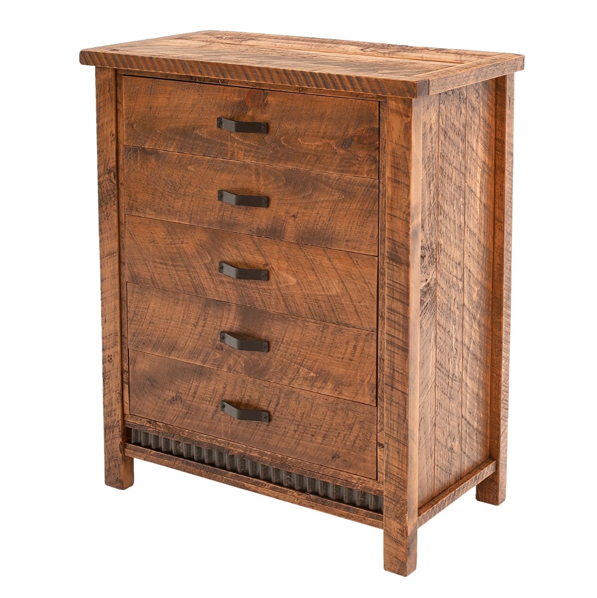 RUSTIC CORRUGATED 5 DRAWER BARNWOOD CHEST