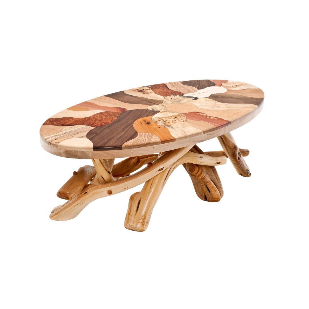 Artistic Mosaic Wood Juniper Base Coffee Table, image size:1080x1080