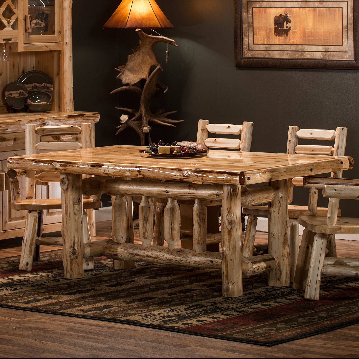 Cedar Log Deluxe Dining Table