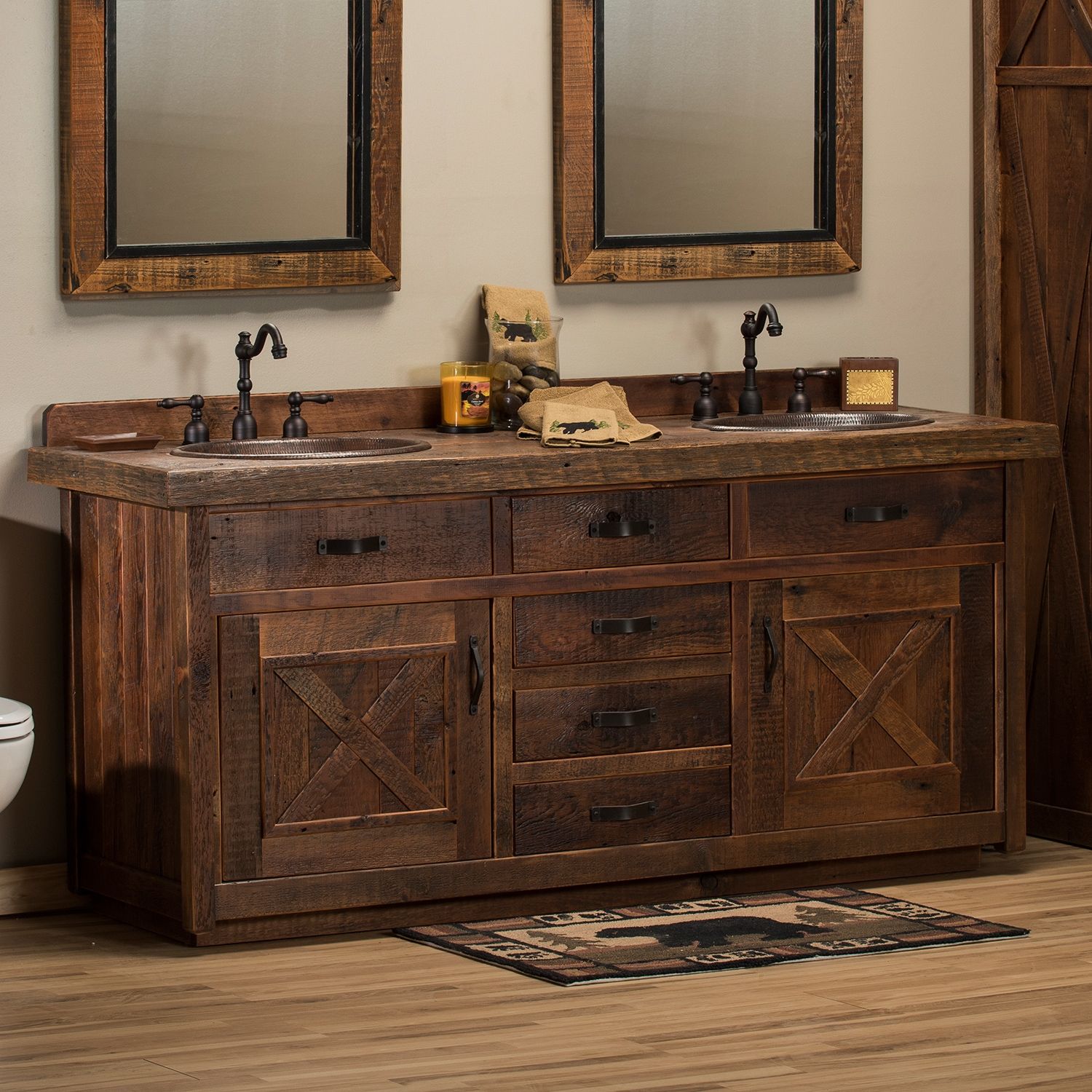 Reclaimed Barn Wood Barn Door Vanity, image size:1500x1500