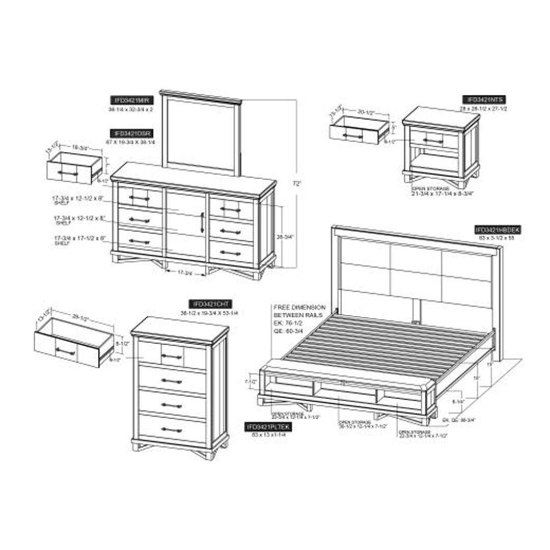 MODERN WALNUT 6 DRAWER WARDROBE DRESSER