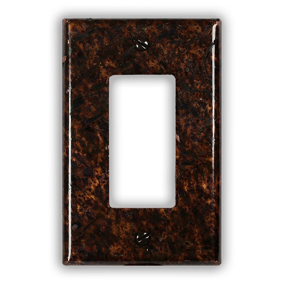 Single Rocker/GFI Copper Switch Plate in Distressed Dark