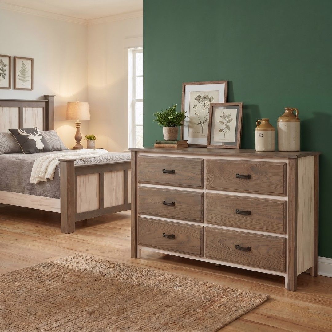 red maple dresser Rustic Red Oak & Ambrosia Maple 6 Drawer Dresser