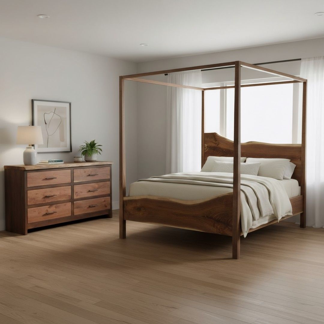 MODERN RUSTIC LIVE EDGE WALNUT 6 DRAWER DRESSER