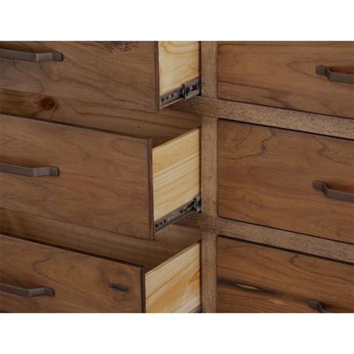 NATURAL TECA 6 DRAWER DRESSER