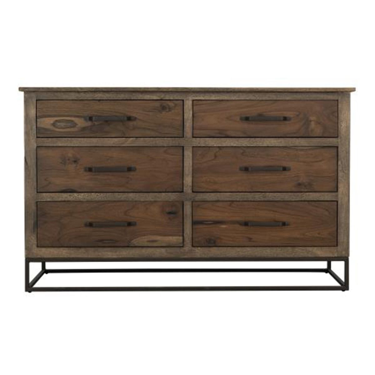 NATURAL TECA 6 DRAWER DRESSER
