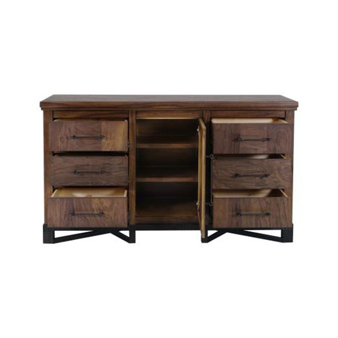 MODERN WALNUT 6 DRAWER WARDROBE DRESSER