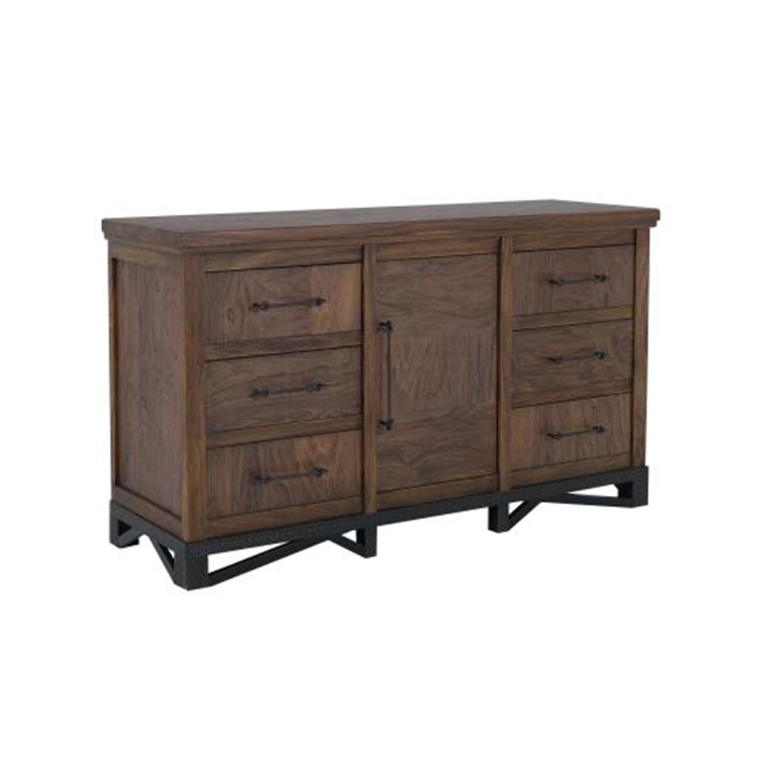 MODERN WALNUT 6 DRAWER WARDROBE DRESSER