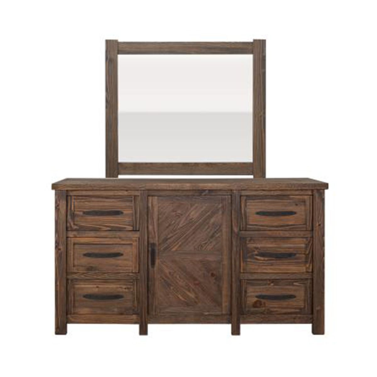DUTTON CHEVRON 6 DRAWER 1 DOOR DRESSER