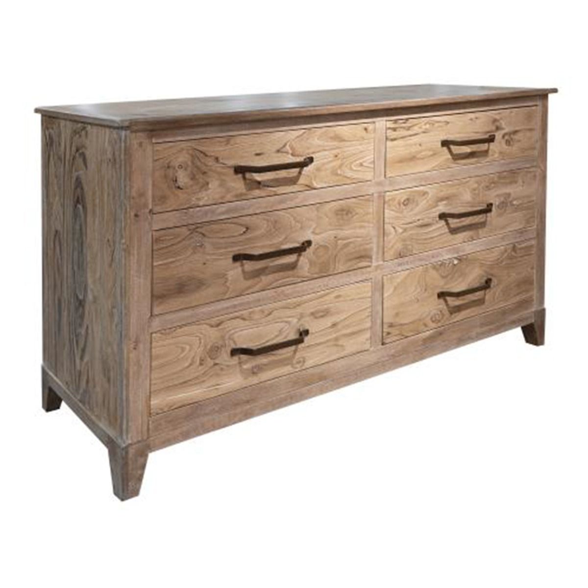 WHITE TEAK 6 DRAWER DRESSER