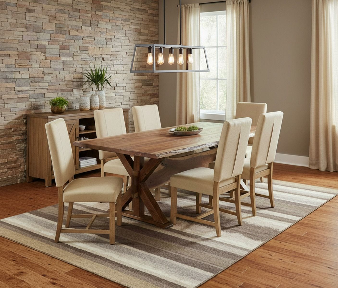Rustic Live Edge Wood Trestle Dining Table