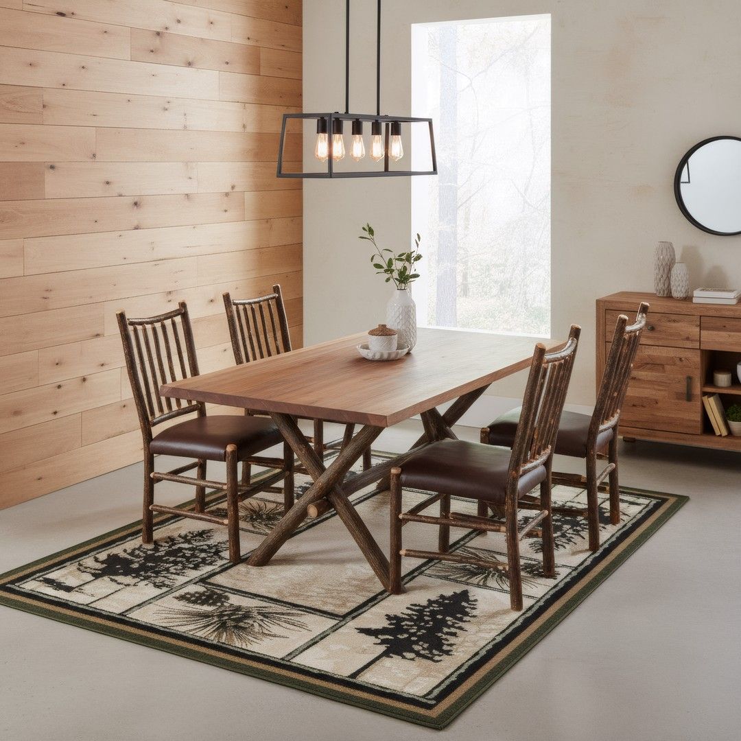 Rustic Hickory Base Dining Table