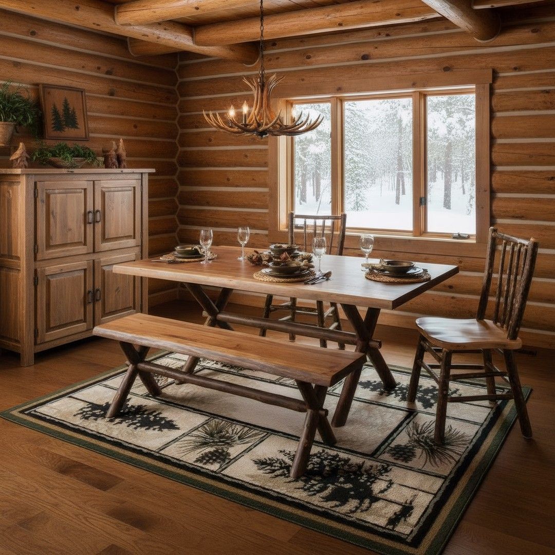 Rustic Hickory Base Dining Table