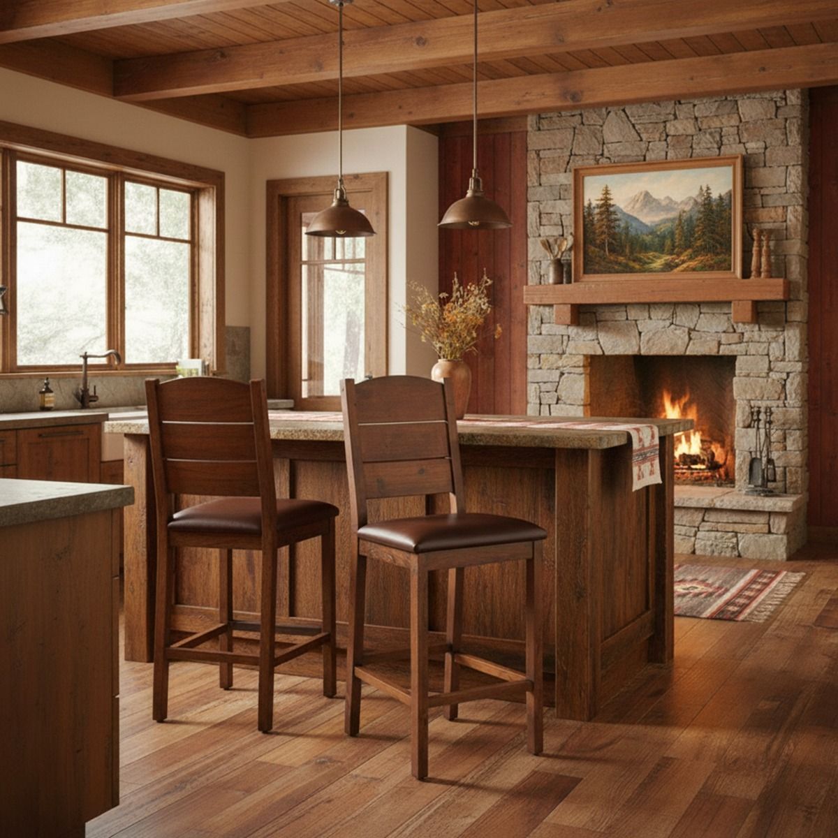 Rustic Barnwood Bar Stool Design #1