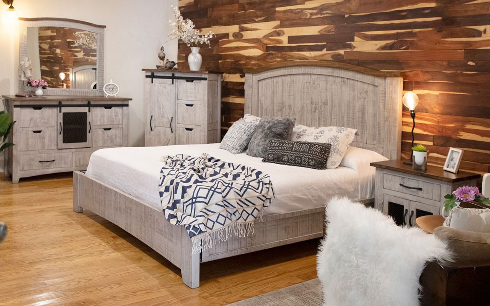 PUEBLO GRAY ENCLOSED FARMHOUSE NIGHTSTAND