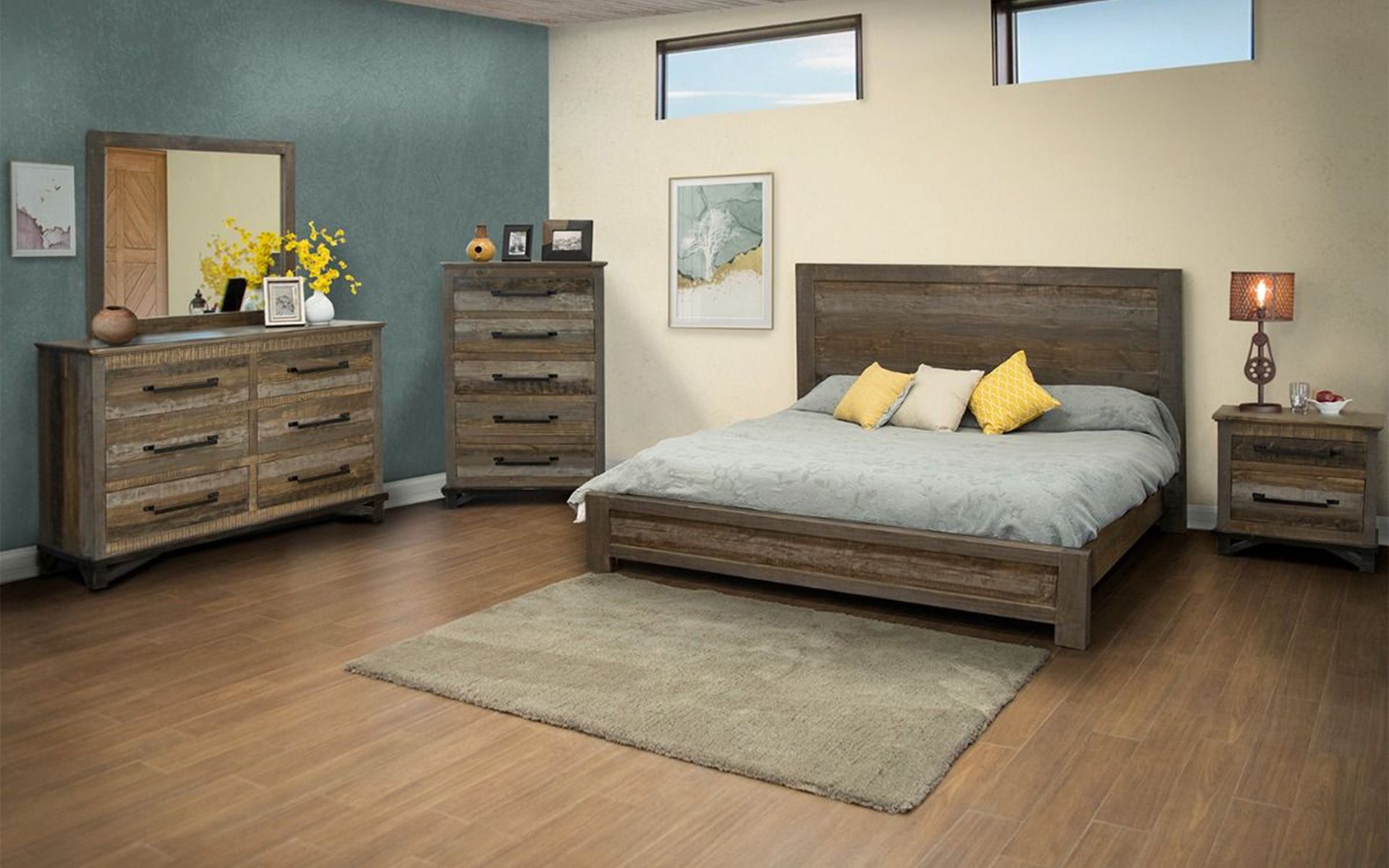 LOFT BROWN 2 DRAWER BARNWOOD NIGHTSTAND